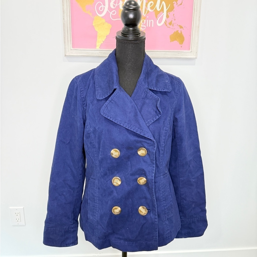 Old Navy Blue Cotton Button Up Women's Jacket (M)